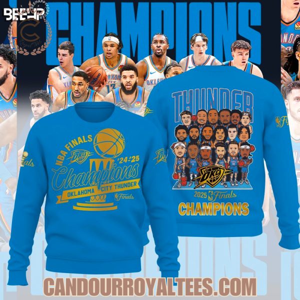 NBA Finals ’24-’25 Champions Okalahoma City Thunder Blue Tshirt. Hoodie