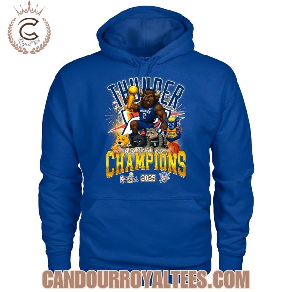 Okalahoma City Thunder NBA Finals Champions 2025 Mascot Design T-Shirt