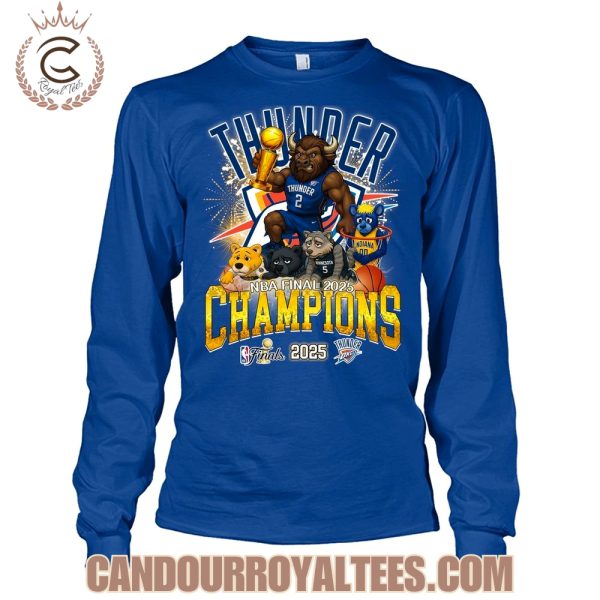Okalahoma City Thunder NBA Finals Champions 2025 Mascot Design T-Shirt