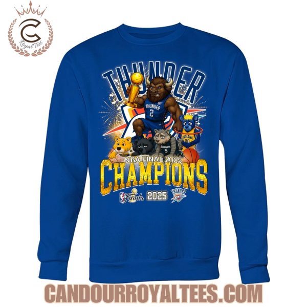Okalahoma City Thunder NBA Finals Champions 2025 Mascot Design T-Shirt