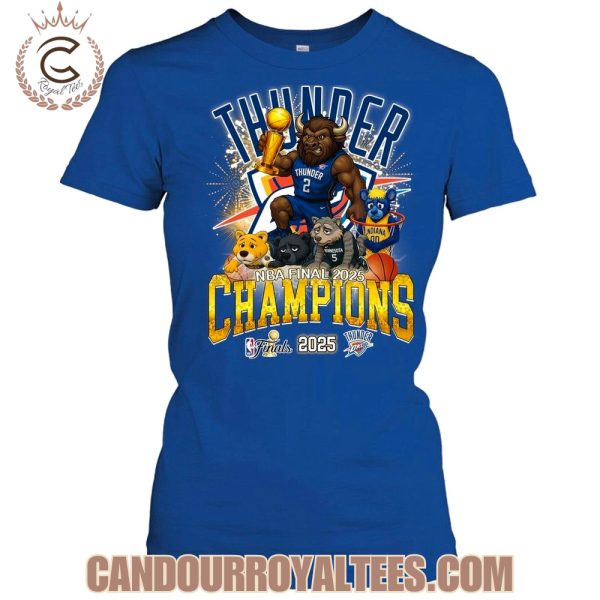 Okalahoma City Thunder NBA Finals Champions 2025 Mascot Design T-Shirt