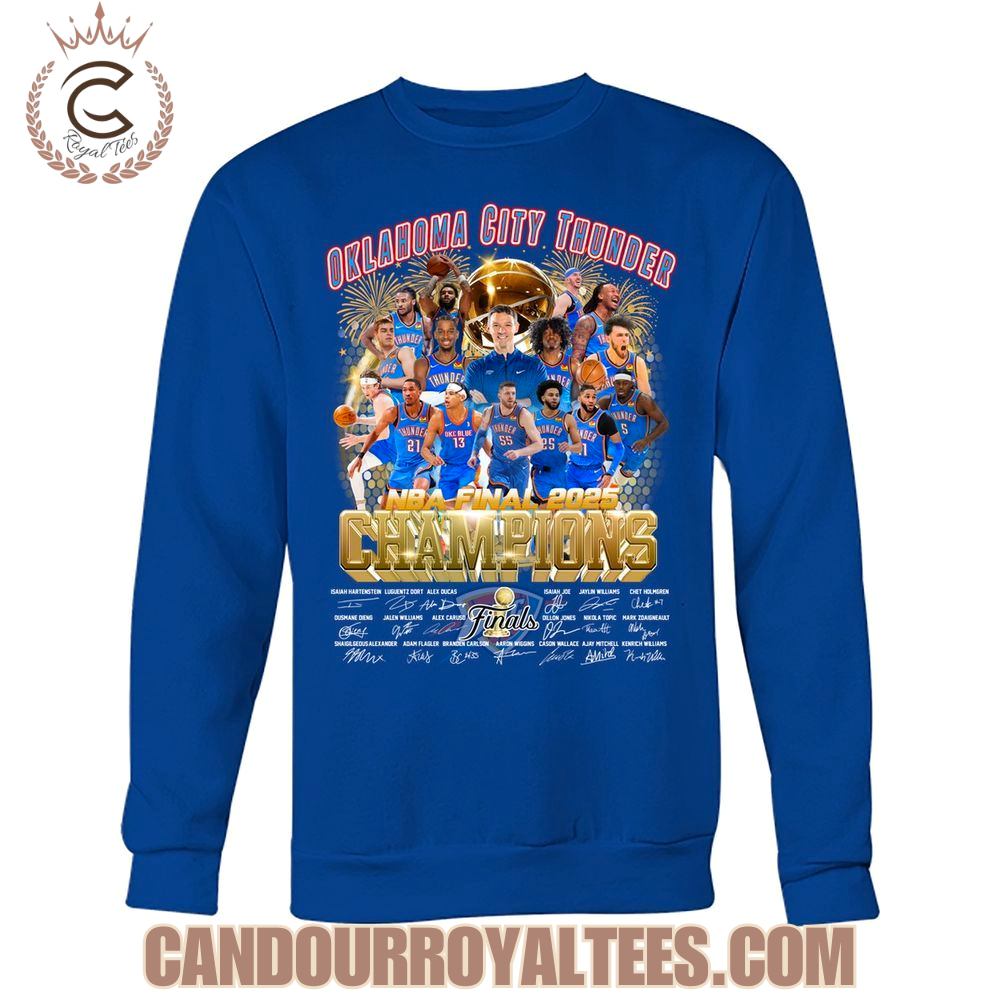 Oklahoma City Thunder NBA Final 2025 Champions Signature T-Shirt Oklahoma City Thunder NBA Final 2025 Champions Signature T-Shirt