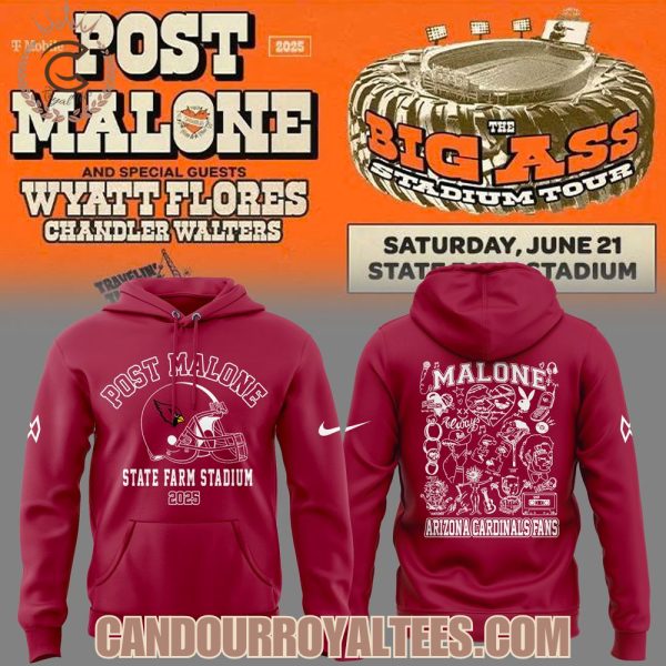 Post Malone x Arizona Cardinals State Farm Stadium 2025 Red Tshirt, Hoodie