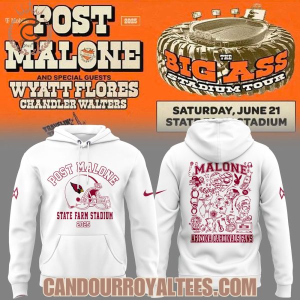 Post Malone x Arizona Cardinals State Farm Stadium 2025 White Tshirt, Hoodie