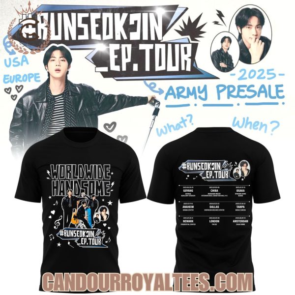 Runseokjin EP Tour 2025 Run Jin BTS The First Tour Black T-Shirt