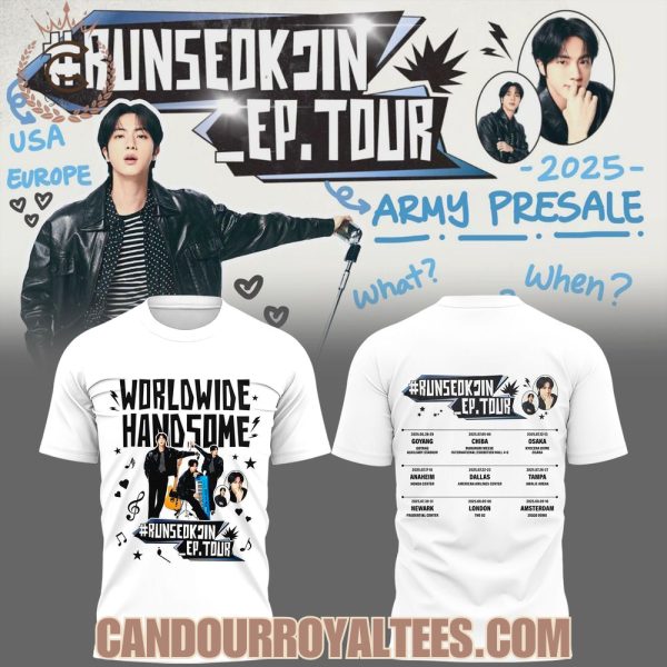 Runseokjin EP Tour 2025 Run Jin BTS The First Tour White T-Shirt