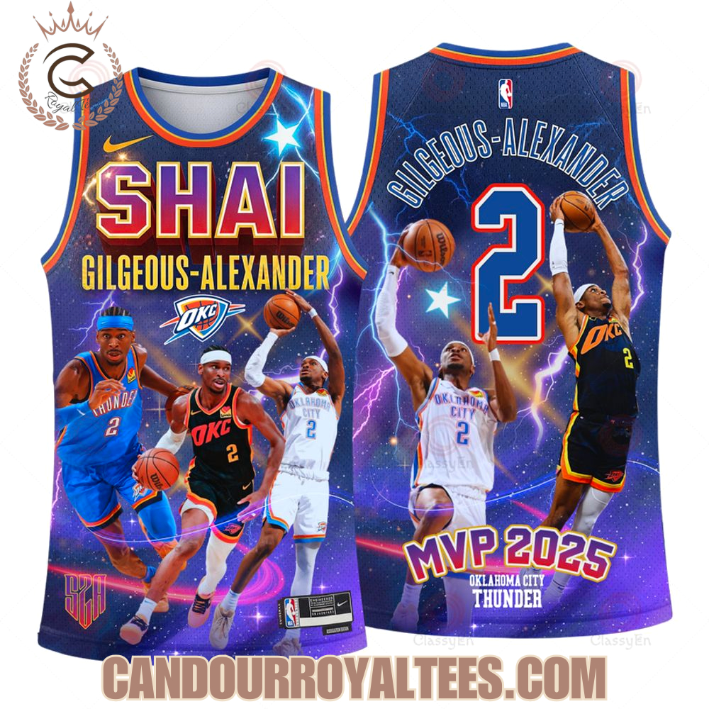 Shai Gilgeous-Alexander MVP 2025 Oklahoma City Thunder Basketball Jersey Shai Gilgeous-Alexander MVP 2025 Oklahoma City Thunder Basketball Jersey