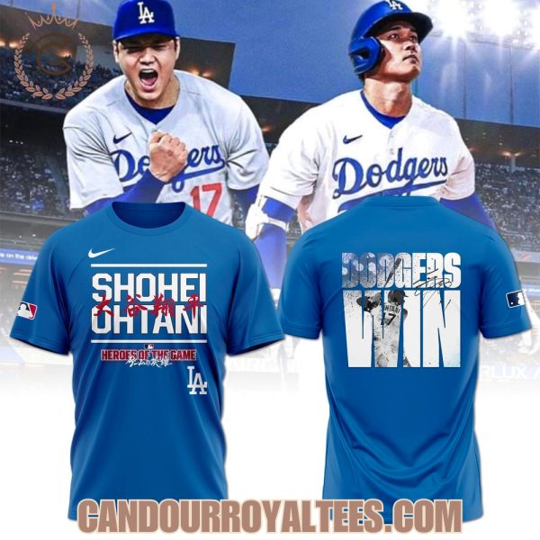 Shohei Ohtani Heroes Of The Game Dodgers Win Blue Tshirt, Hoodie