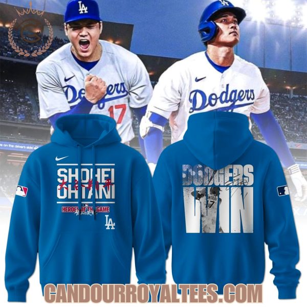 Shohei Ohtani Heroes Of The Game Dodgers Win Blue Tshirt, Hoodie