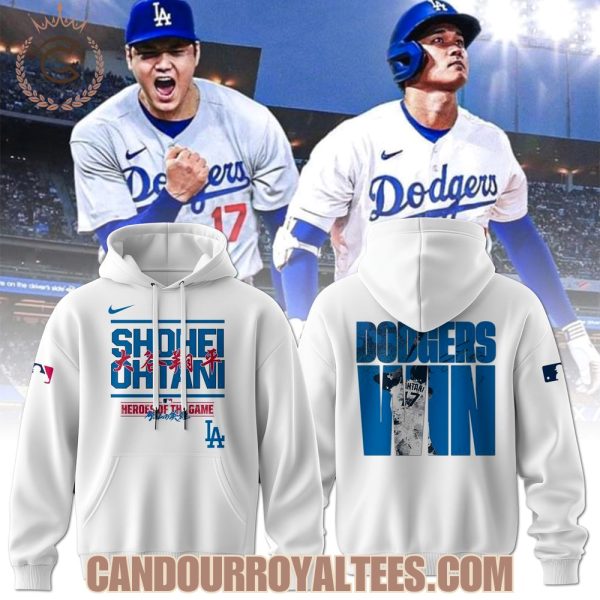 Shohei Ohtani Heroes Of The Game Dodgers Win White Tshirt, Hoodie