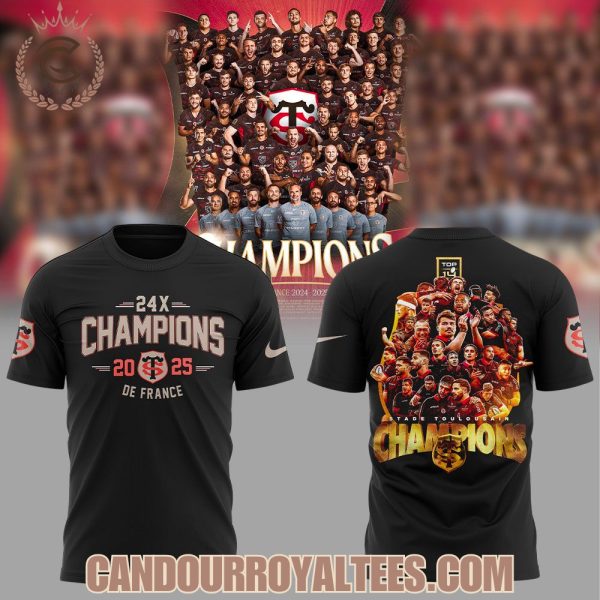 Stade Toulousain Rugby 24X Champions du Top 14 Noire Tshirt, Hoodie, Cap