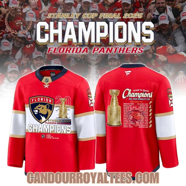 Stanley Cup Final 2025 Champions Florida Panthers Hockey Jersey