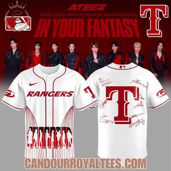 Texas Rangers ATEEZ World Tour Signature White Jersey
