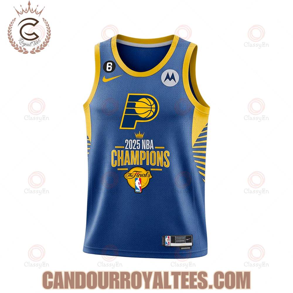 We Wear The Blue And Gold Indiana Pacers 2025 NBA Champions Basketball Jersey We Wear The Blue And Gold Indiana Pacers 2025 NBA Champions Basketball Jersey