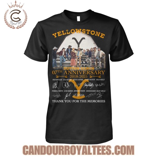 Yellowstone Dutton Ranch 07th Anniversary 2018-2025 Thank You For The Memories T-Shirt