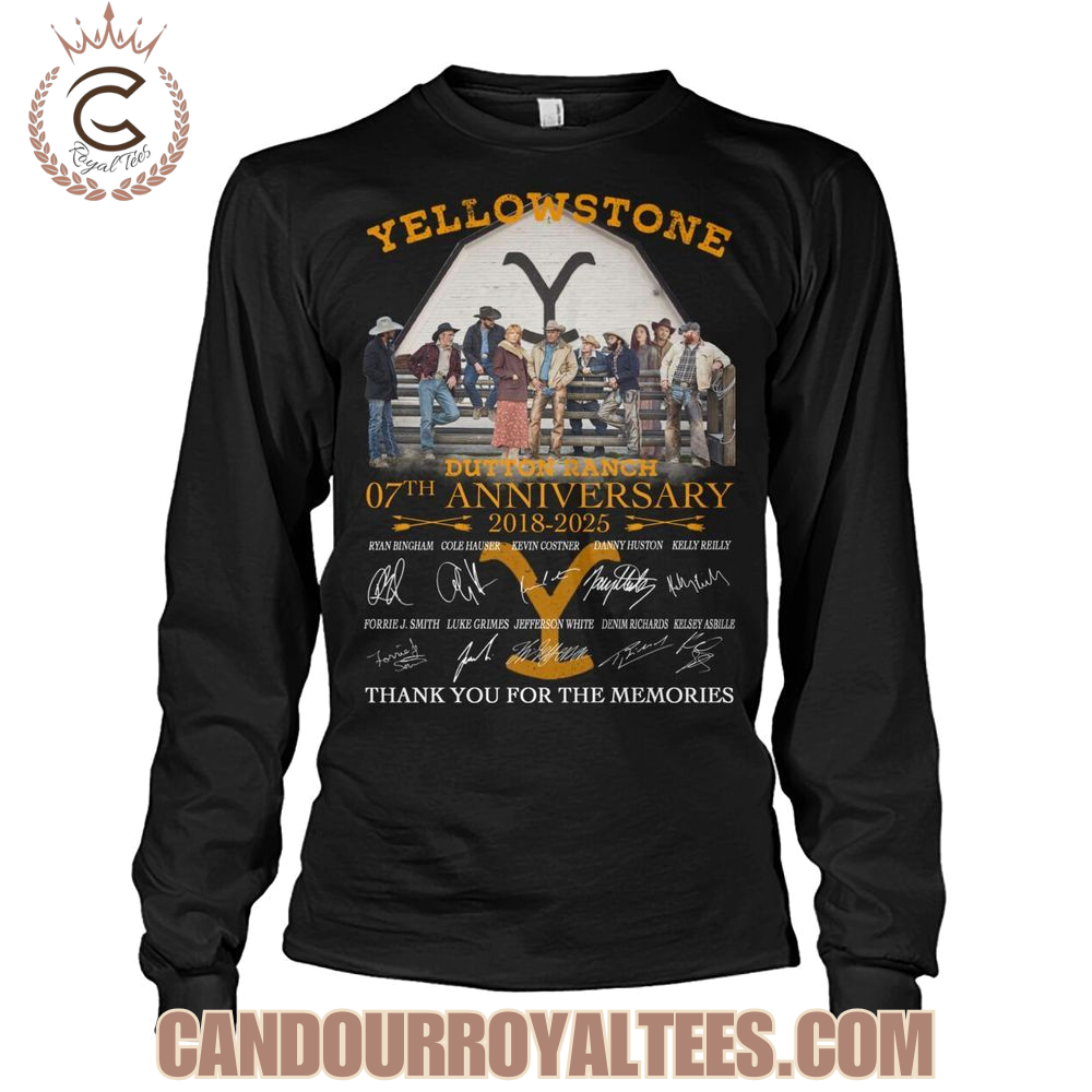 Yellowstone Dutton Ranch 07th Anniversary 2018-2025 Thank You For The Memories T-Shirt Yellowstone Dutton Ranch 07th Anniversary 2018-2025 Thank You For The Memories T-Shirt