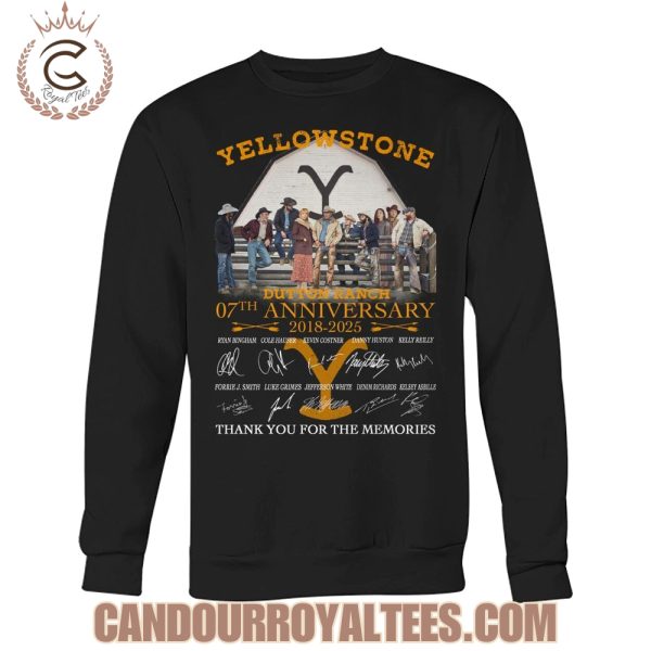 Yellowstone Dutton Ranch 07th Anniversary 2018-2025 Thank You For The Memories T-Shirt