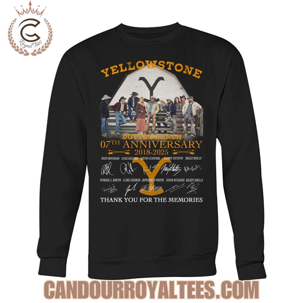 Yellowstone Dutton Ranch 07th Anniversary 2018-2025 Thank You For The Memories T-Shirt Yellowstone Dutton Ranch 07th Anniversary 2018-2025 Thank You For The Memories T-Shirt