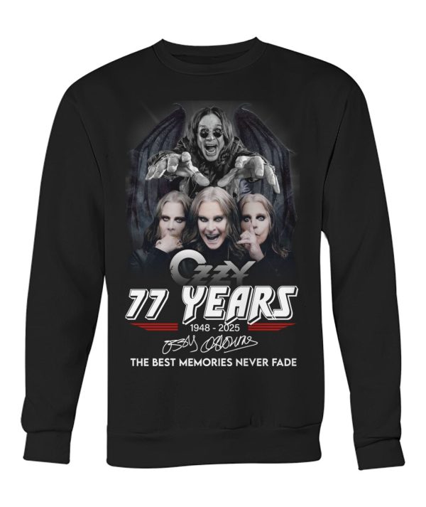 Ozzy Osbourne 77 Years 1948 – 2025 The Best Memories Never Fade T-Shirt