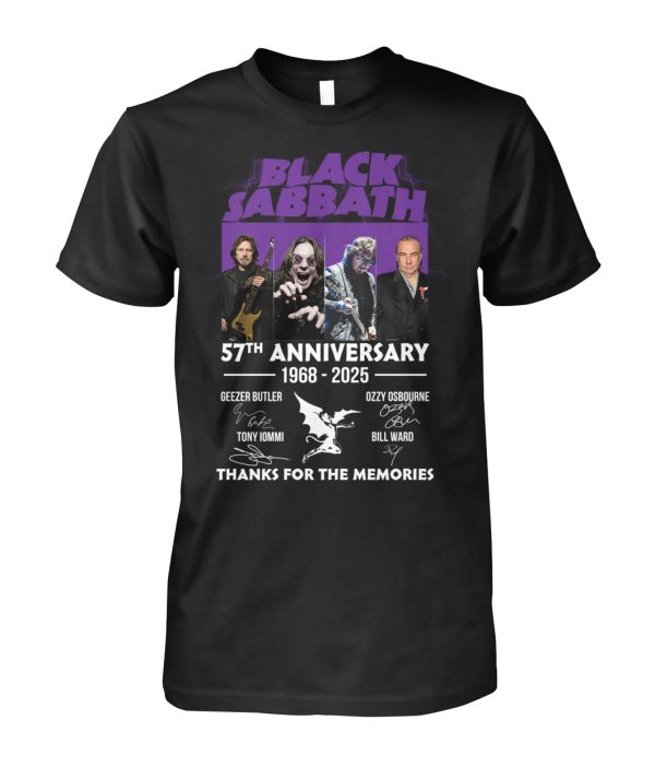 Black Sabbath 57th Anniversary 1968 – 2025 Thanks For The Memories T-Shirt