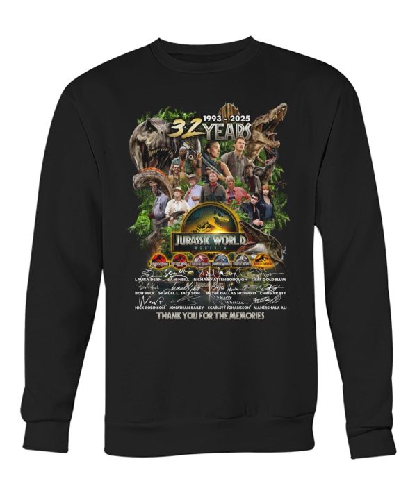 Jurassic World 32 Years 1993 – 2025 Thank You For The Memories T-Shirt