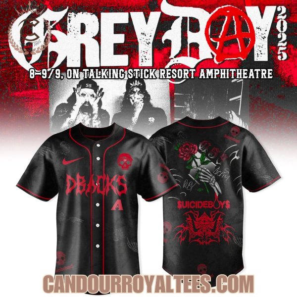 Arizona Diamondbacks x $uicideboy$ GreyDay Tour Merch 2025 Jersey