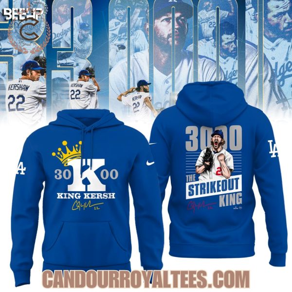 Clayton Kershaw Makes History And Joins The 3000 Strikeout Club Blue Tshirt, Hoodie
