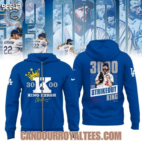 Clayton Kershaw Makes History And Joins The 3000 Strikeout Club Blue Tshirt, Hoodie