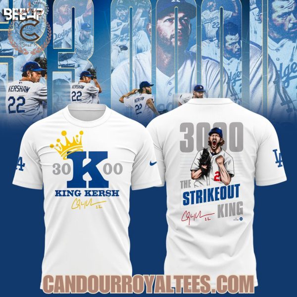 Clayton Kershaw Makes History And Joins The 3000 Strikeout Club White Tshirt, Hoodie