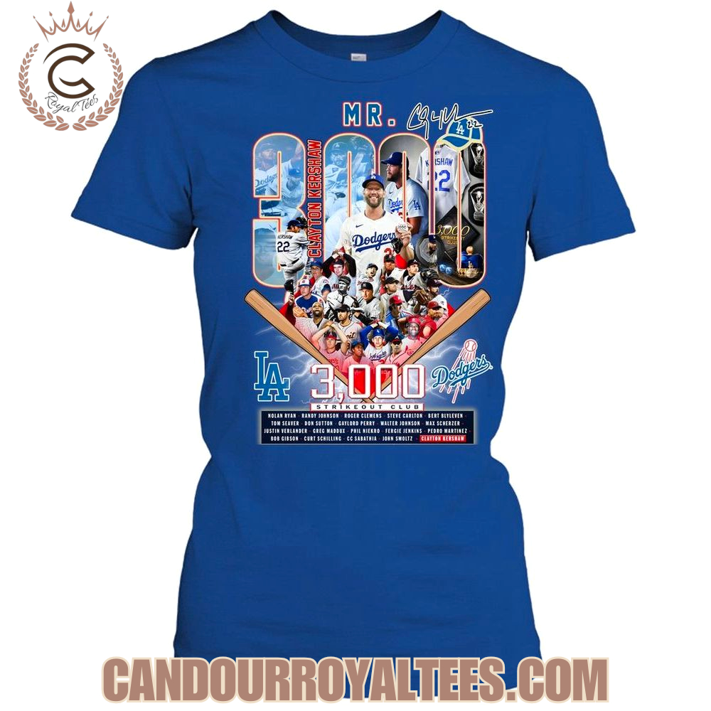 Clayton Kershaw on joining the 3,000 Strikeout Club T-Shirt Clayton Kershaw on joining the 3,000 Strikeout Club T-Shirt