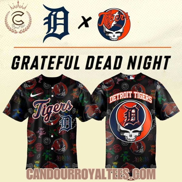 Detroit Tigers Grateful Dead Night Black Jersey