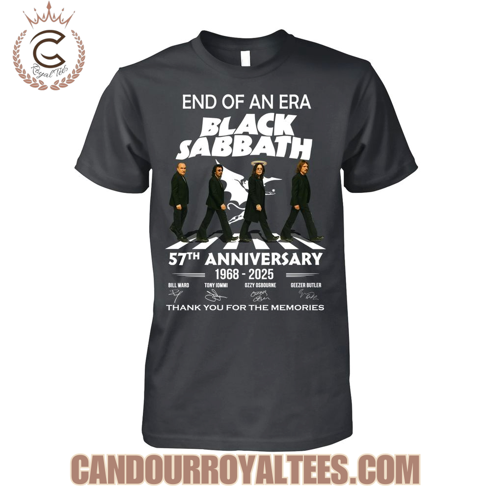 End Of An Era Black Sabbath 57th Anniversary 1968-2025 Thank You For The Memories T-Shirt End Of An Era Black Sabbath 57th Anniversary 1968-2025 Thank You For The Memories T-Shirt