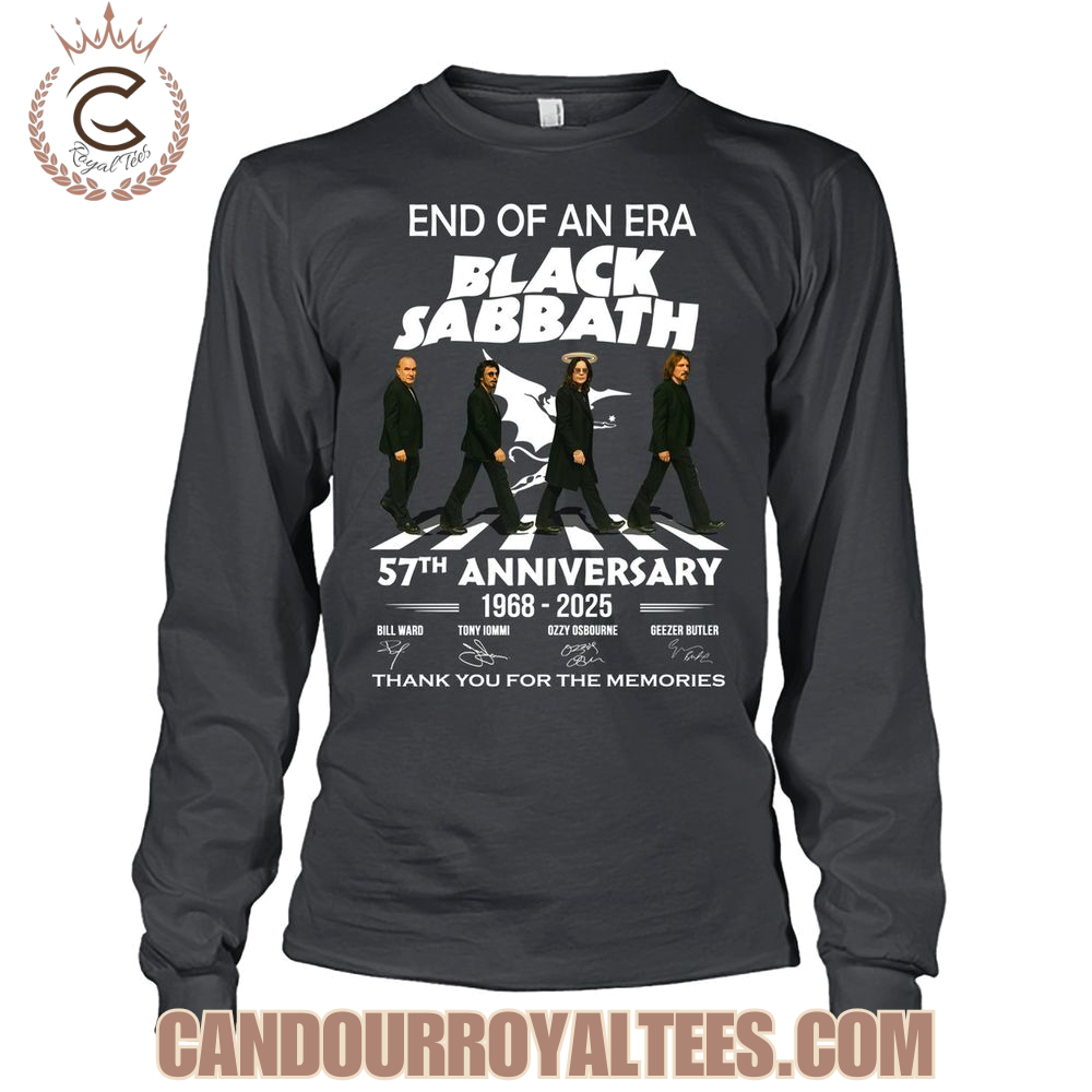 End Of An Era Black Sabbath 57th Anniversary 1968-2025 Thank You For The Memories T-Shirt End Of An Era Black Sabbath 57th Anniversary 1968-2025 Thank You For The Memories T-Shirt