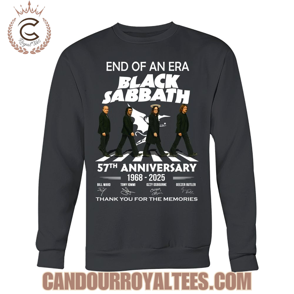 End Of An Era Black Sabbath 57th Anniversary 1968-2025 Thank You For The Memories T-Shirt End Of An Era Black Sabbath 57th Anniversary 1968-2025 Thank You For The Memories T-Shirt