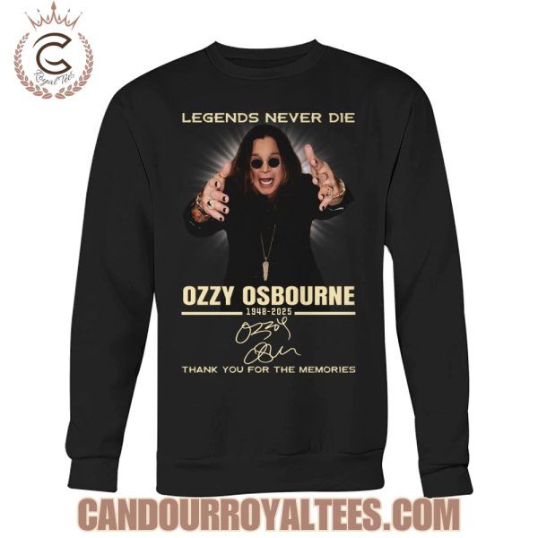 Legends Never Die Ozzy Osbourne 1948-2025 Thank You For The Memories T-Shirt