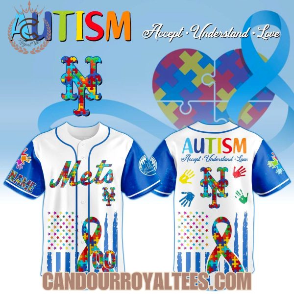 New York Mets x Special Autism Awareness Month 3D Baseball Jersey