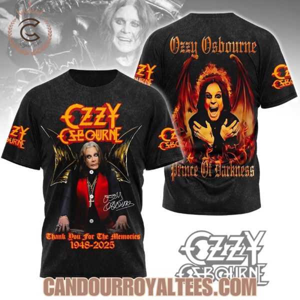 Ozzy Ozbourne Prince Of Darkness 1948-2025 Thank You For The Memories Tshirt, Hoodie