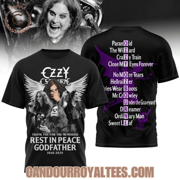 Ozzy Ozbourne Rest In Peace Godfather 1948-2025 Thank You For The Memories T-Shirt