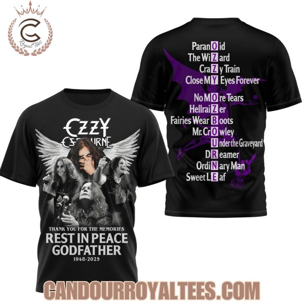Ozzy Ozbourne Rest In Peace Godfather 1948-2025 Thank You For The Memories T-Shirt