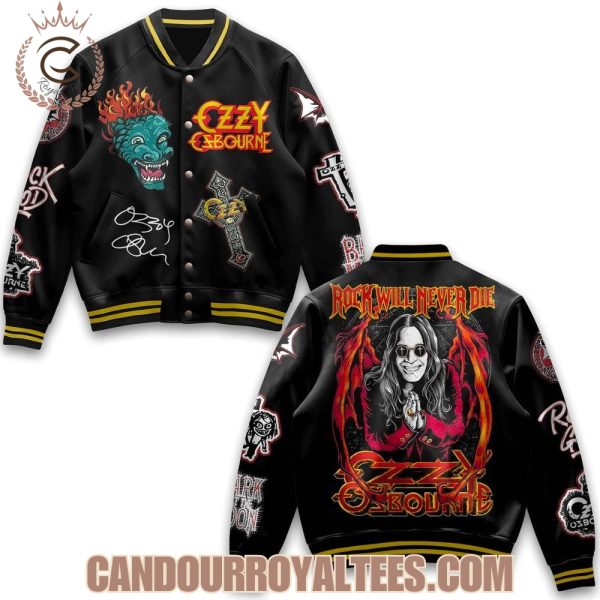 Ozzy Ozbourne Rock Will Never Die Baseball Jacket