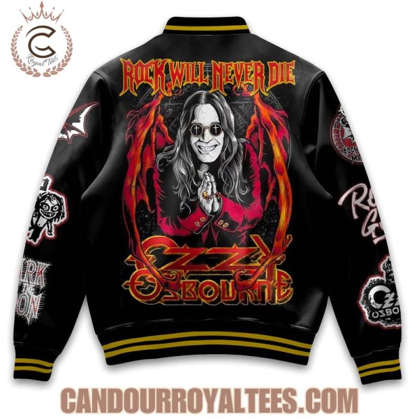 Ozzy Ozbourne Rock Will Never Die Baseball Jacket
