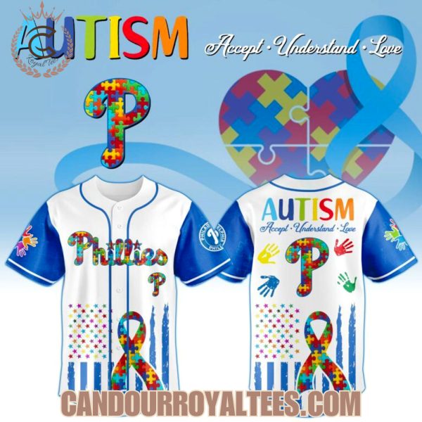 Philadelphia Phillies x Special Autism Awareness Month 3D Baseball Jersey