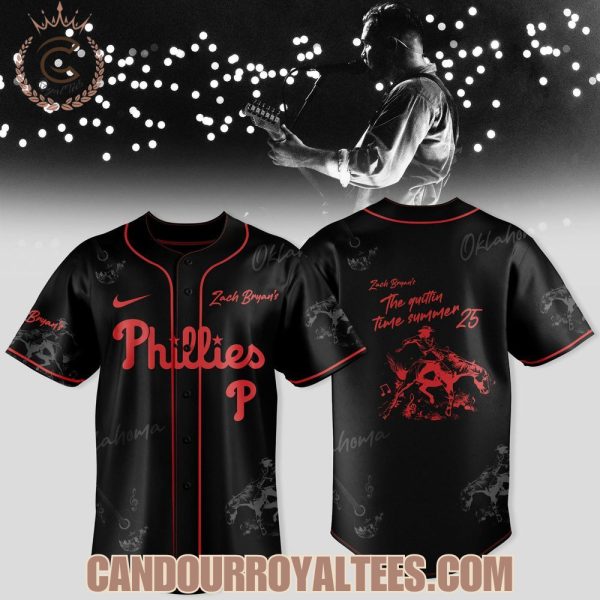 Philadelphia Phillies x Zach Bryan – The Quittin’ Time Tour 2025 Baseball Jersey