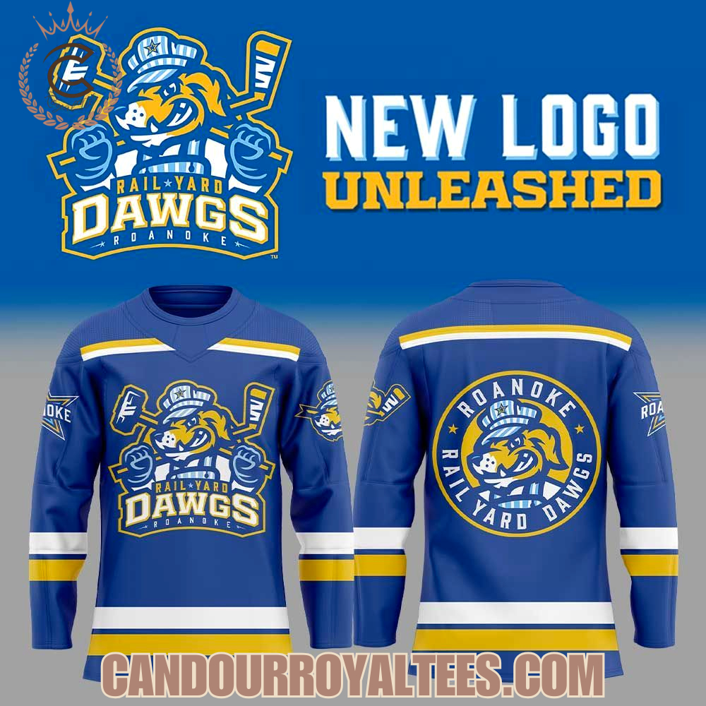 Roanoke Rail Yard Dawgs New Logo Unleashed Blue Hockey Jersey Roanoke Rail Yard Dawgs New Logo Unleashed Blue Hockey Jersey