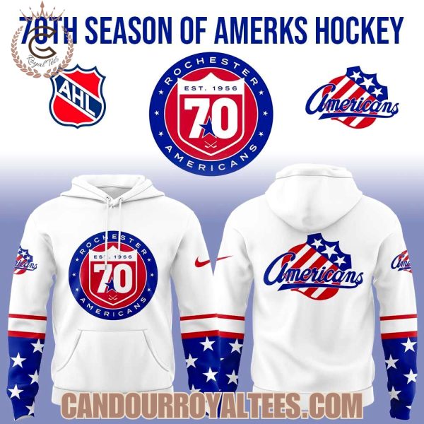 Rochester Americans 70th Season of Amerks White Hoodie