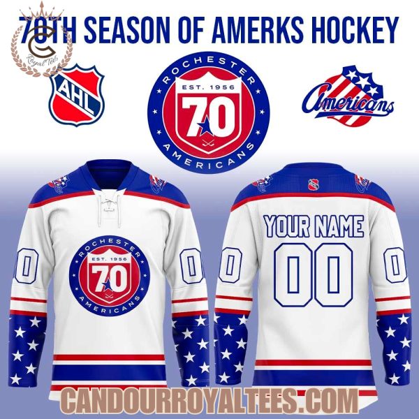 Rochester Americans 70th Season of Amerks White Jersey Custom