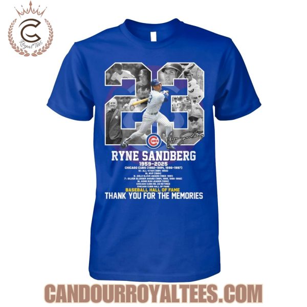 Ryne Sandberg 1959-2025 Baseball Hall Of Fame Thank You For The Memories T-Shirt