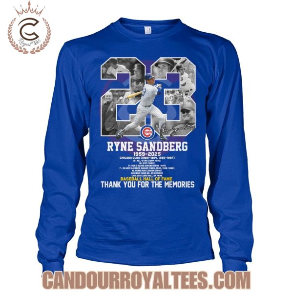 Ryne Sandberg 1959-2025 Baseball Hall Of Fame Thank You For The Memories T-Shirt