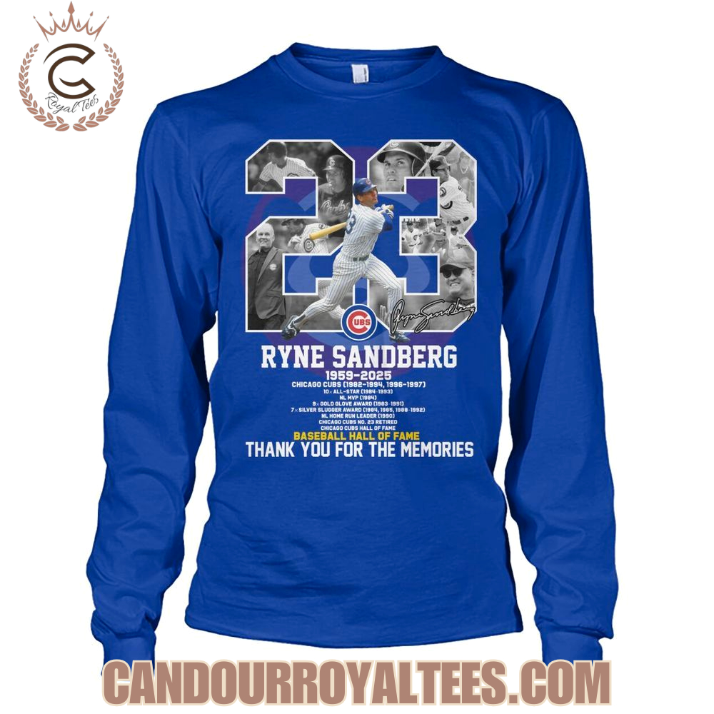 Ryne Sandberg 1959-2025 Baseball Hall Of Fame Thank You For The Memories T-Shirt Ryne Sandberg 1959-2025 Baseball Hall Of Fame Thank You For The Memories T-Shirt