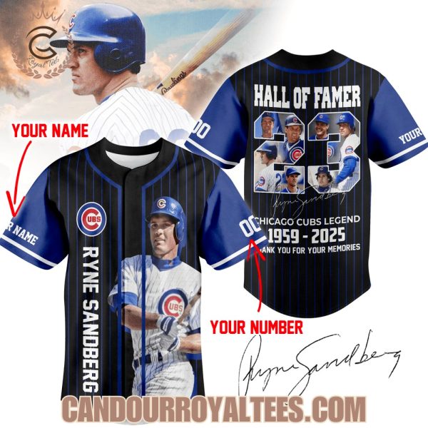 Ryne Sandberg Hall Of Famer Chicago Cubs Legends 1959-2025 Thank You For The Memories Baseball Jersey